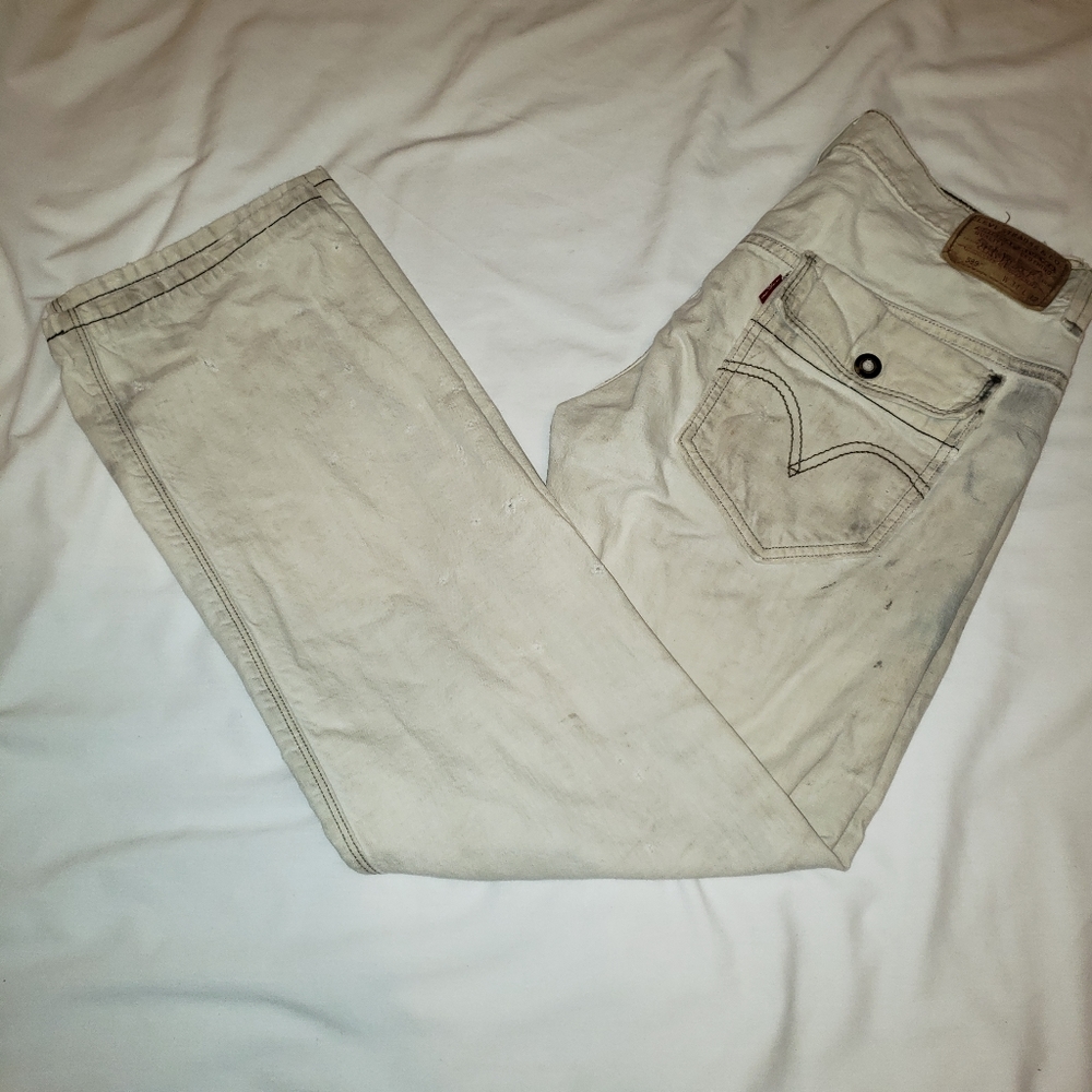 Super stained distressed bleached levi jeans Sz 31